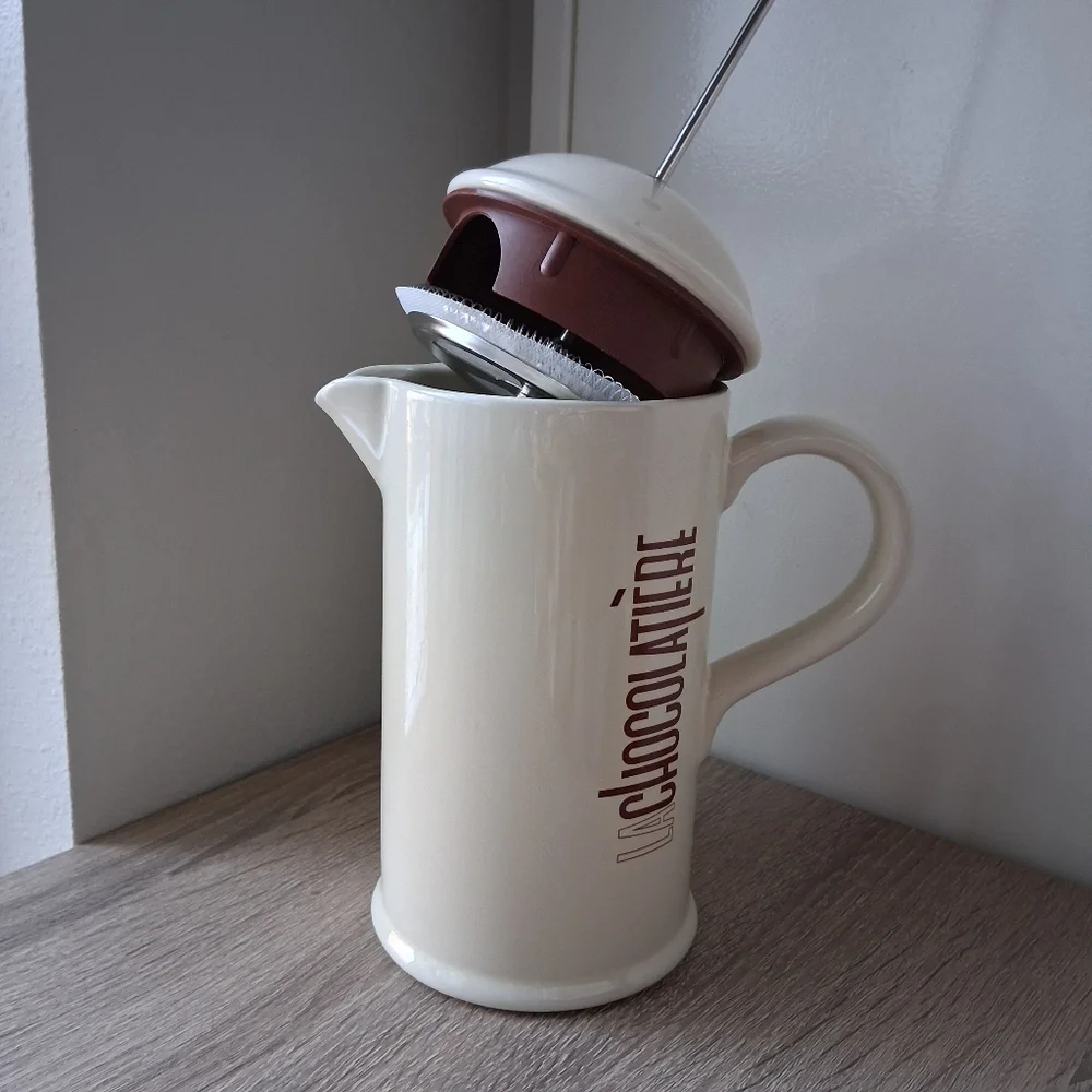 🌷 Crate & Barrel La Chocolatèrie Ceramic / Stoneware Hot Chocolate French Press